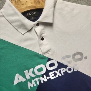 AKOO CO. Polo Shirt Men's Size XL MTN-EXPOS Colorblock Hip Hop Rap Reflective